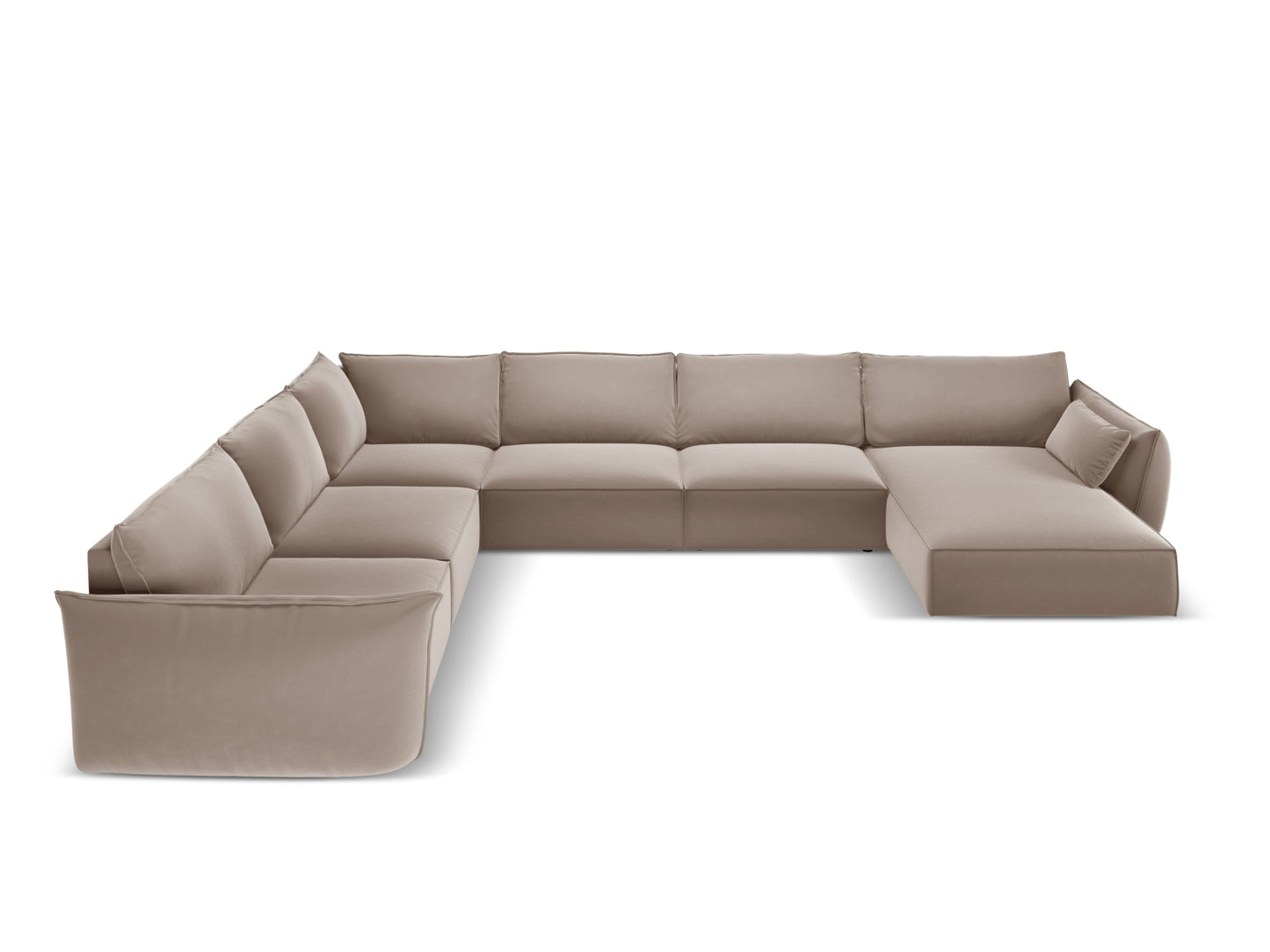 Kaelle — Panoramic Sofa Cappuccino (Bluvel 40) Black Plastic Left