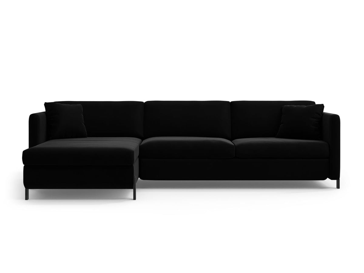 Gloria — Corner Sofa (266x170x88 cm) Black (Salvador 19) Left