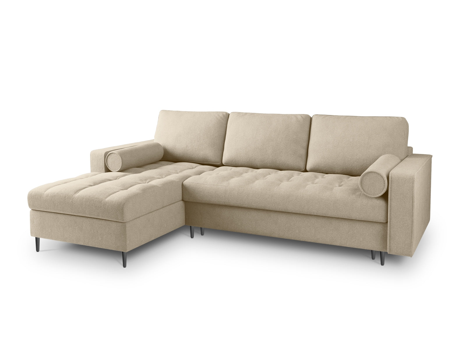 Aspen — Nurgadiivan Beige (Positano 08) Must kroomitud metall Vasak