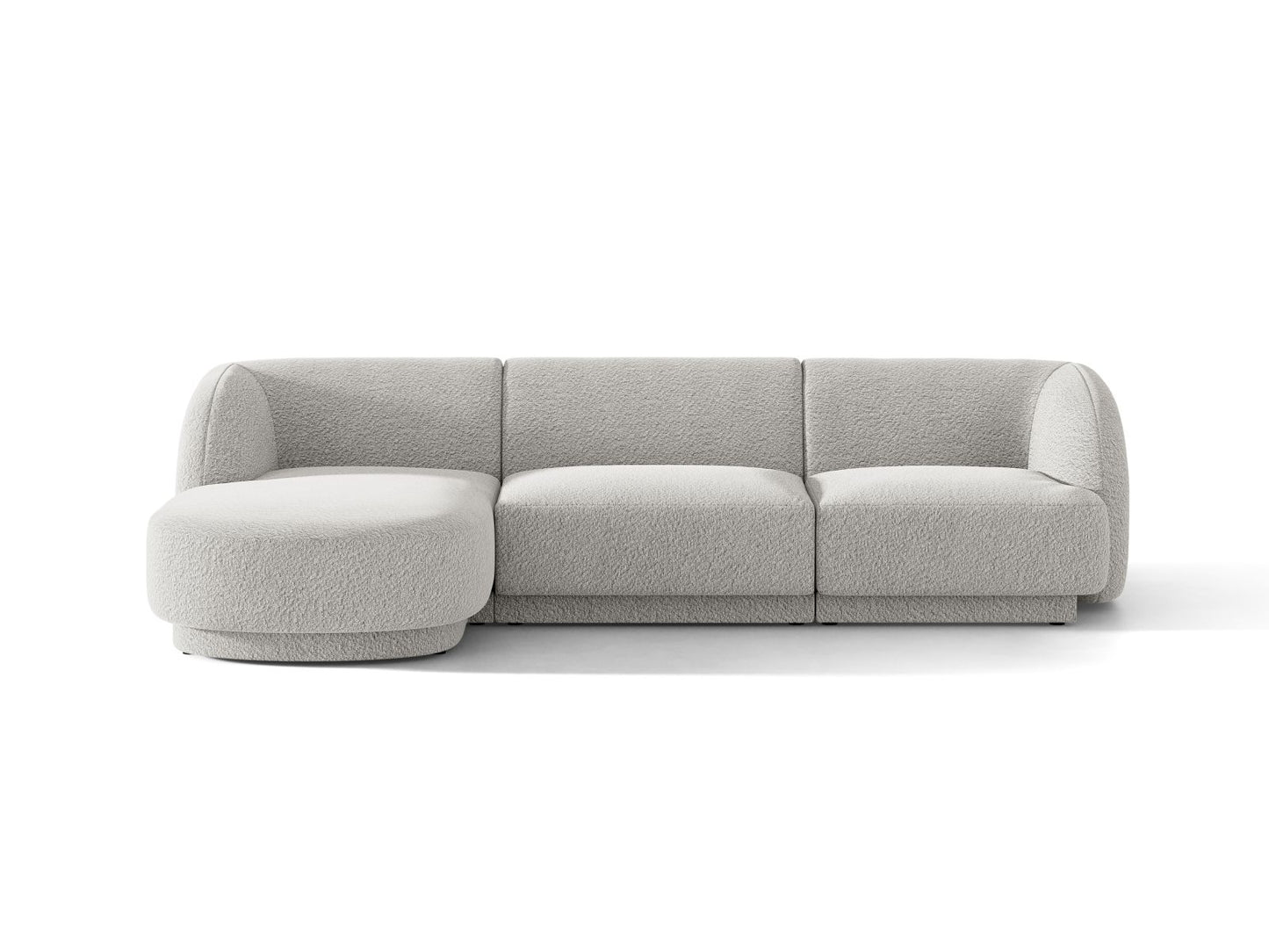 Miley — Corner Sofa Light Grey (Baloo 2085) Black Plastic Left