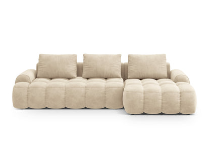 Linz — Corner Sofa Light Beige (Vogue 1) Black Plastic Right