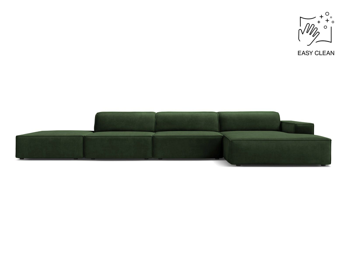 Jodie — Corner Sofa Bottle Green (Venus 2940) Black Plastic Right