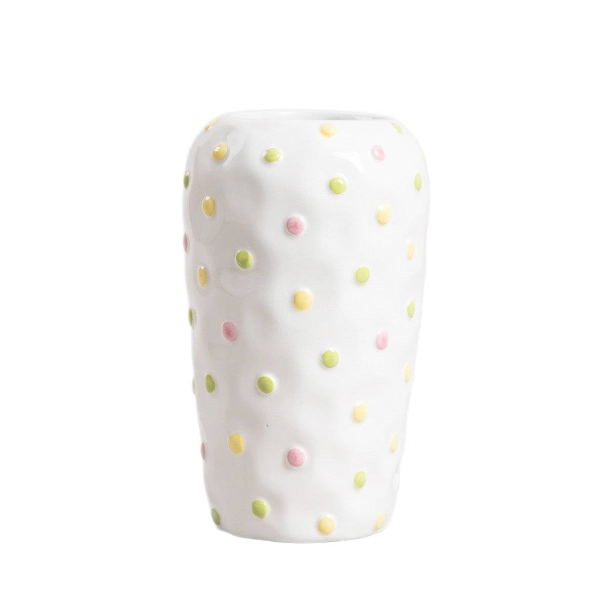 DOT Vase with Pastel Dots - 22x13x13 cm Decorative Ceramic Vase