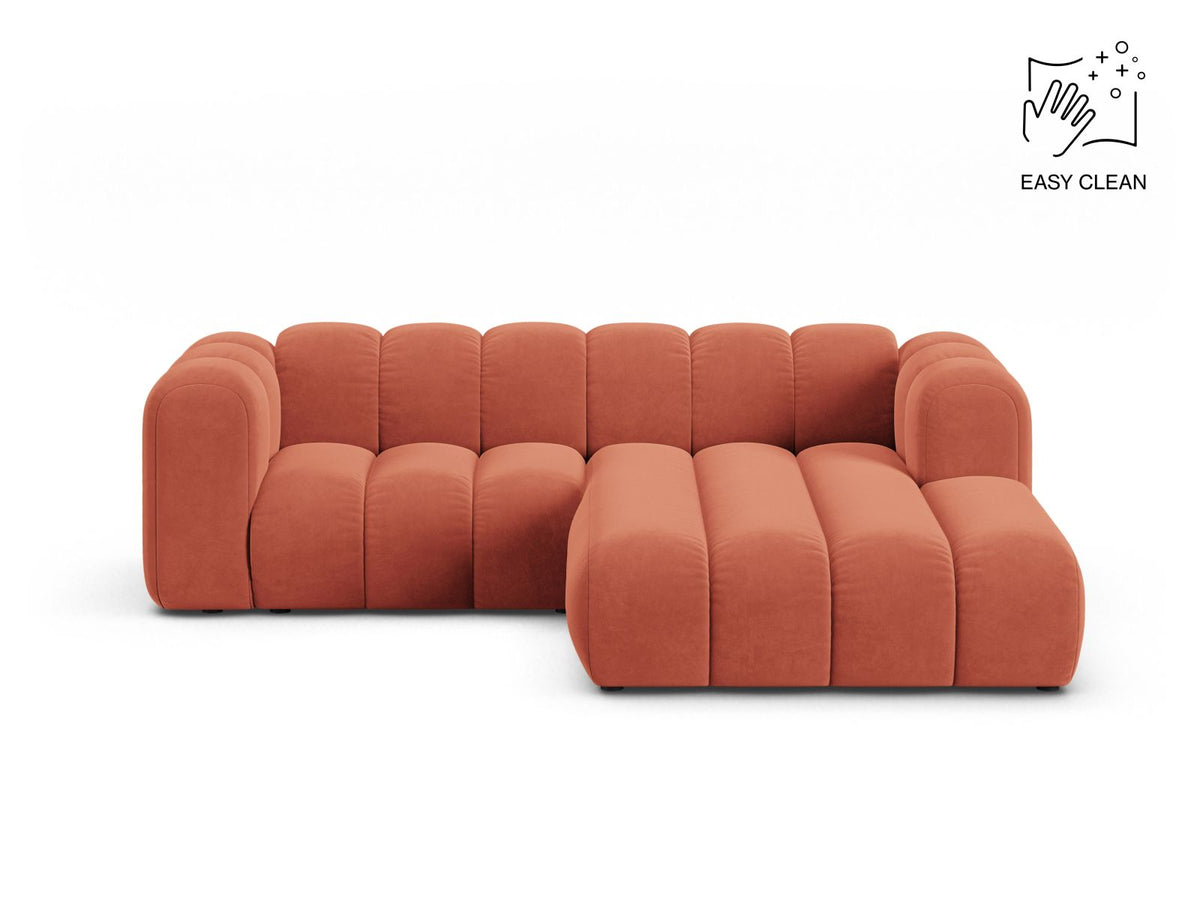 Lupine — Corner Sofa Coral (Venus 2933) Black Plastic Right
