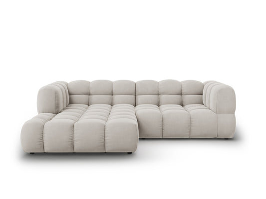 Sky — Corner Sofa Light Beige (Casino Pearl) Black Plastic Left