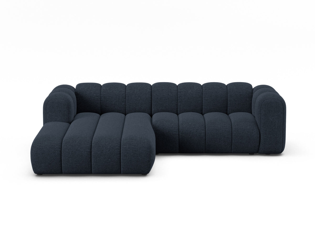 Lupine — Corner Sofa Navy Blue (Eden 16 Deep Blue) Black Plastic Left
