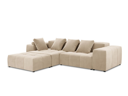 Rome — Corner Sofa Beige (Salvador 1) Black Plastic Left