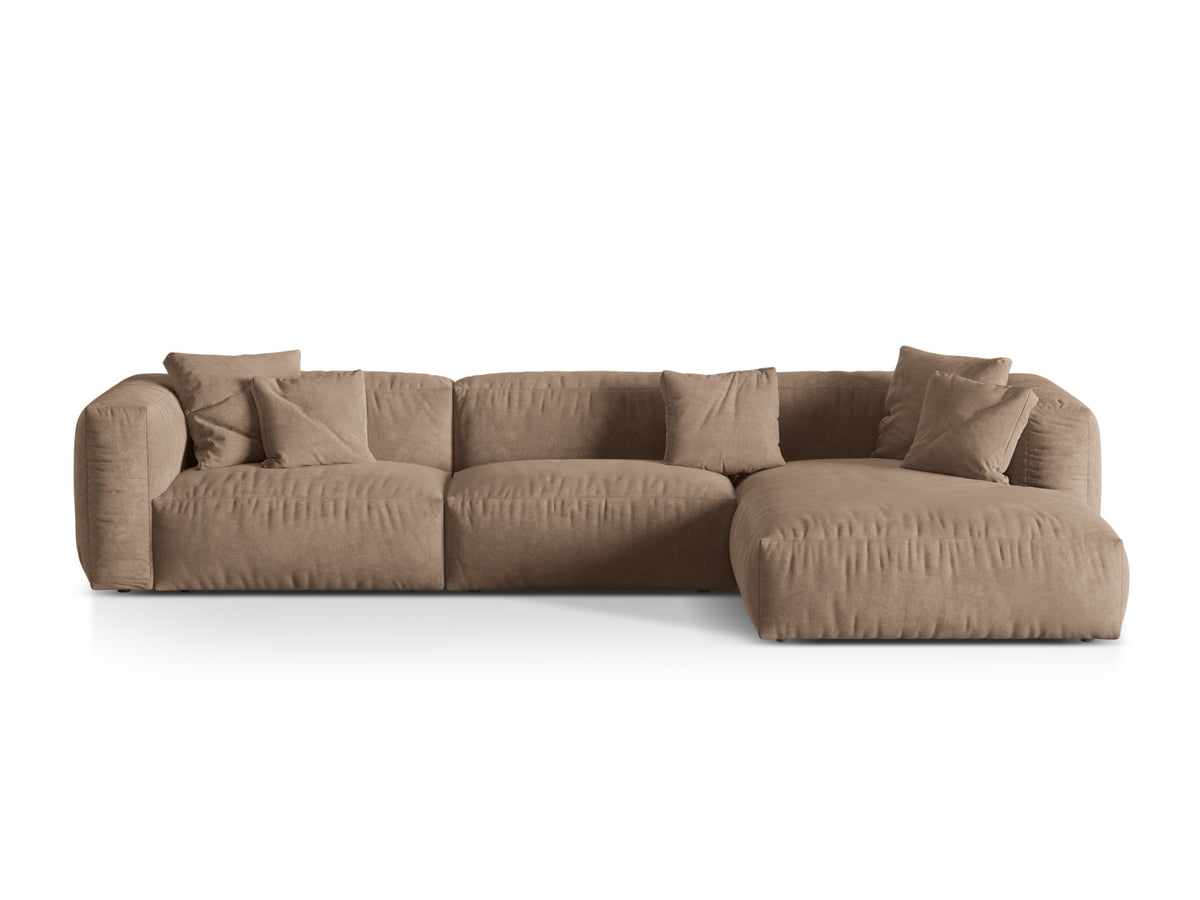 Martina — Corner Sofa Dark Beige (Vogue 3) Black Plastic Right