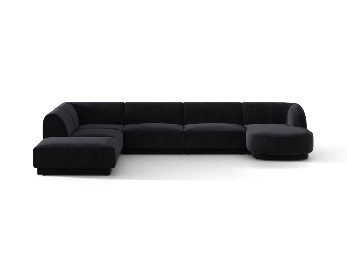 Miley — Panoramic Sofa Black (Venus 2923) Black Plastic Left
