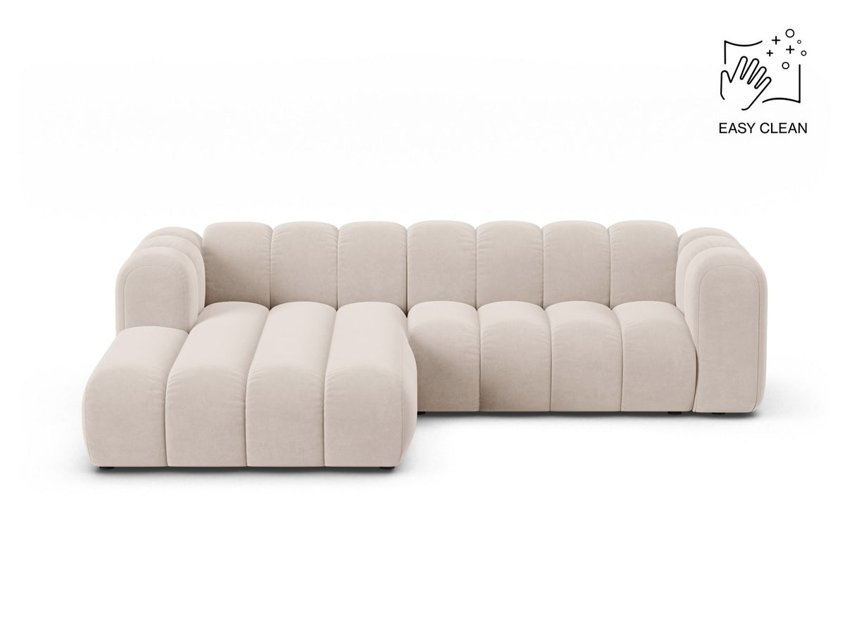 Lupine — Corner Sofa Light Beige (Venus 2927) Black Plastic Left