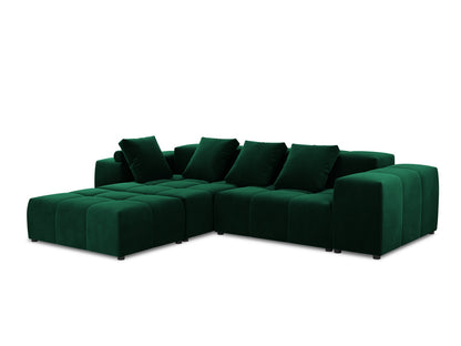 Rome — Corner Sofa Bottle Green (Salvador 7) Black Plastic Left