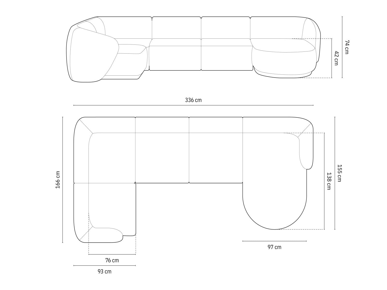 Gomera — Panoramic Corner Sofa (336x166x74 cm)