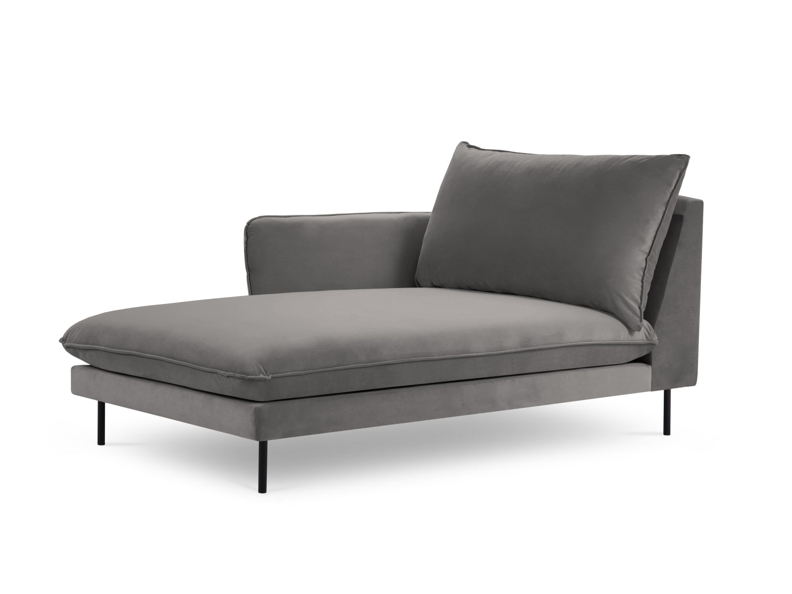 Vienna — Chaise Longue helehall (Bluvel 13) must metall vasak