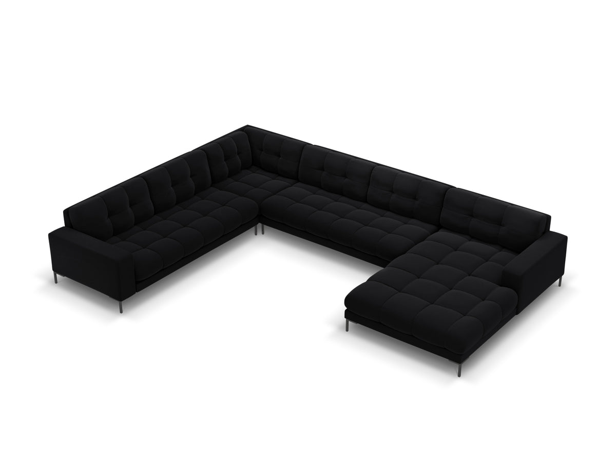 Mamaia — Panoramic Sofa Black (Bluvel 19) Black Metal Left