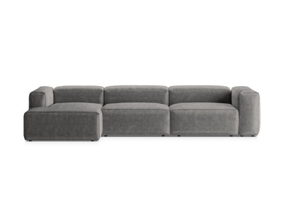 Bergamo — Corner Sofa Light Grey (Perla 30) Black Plastic Left