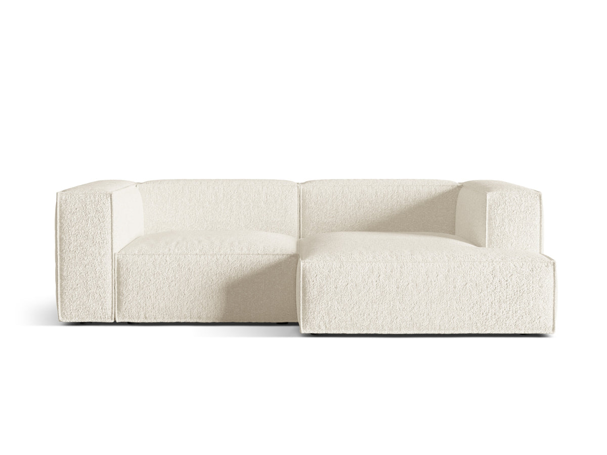 Nuria — Corner Sofa Ivory (Monet Nata) Black Plastic Right
