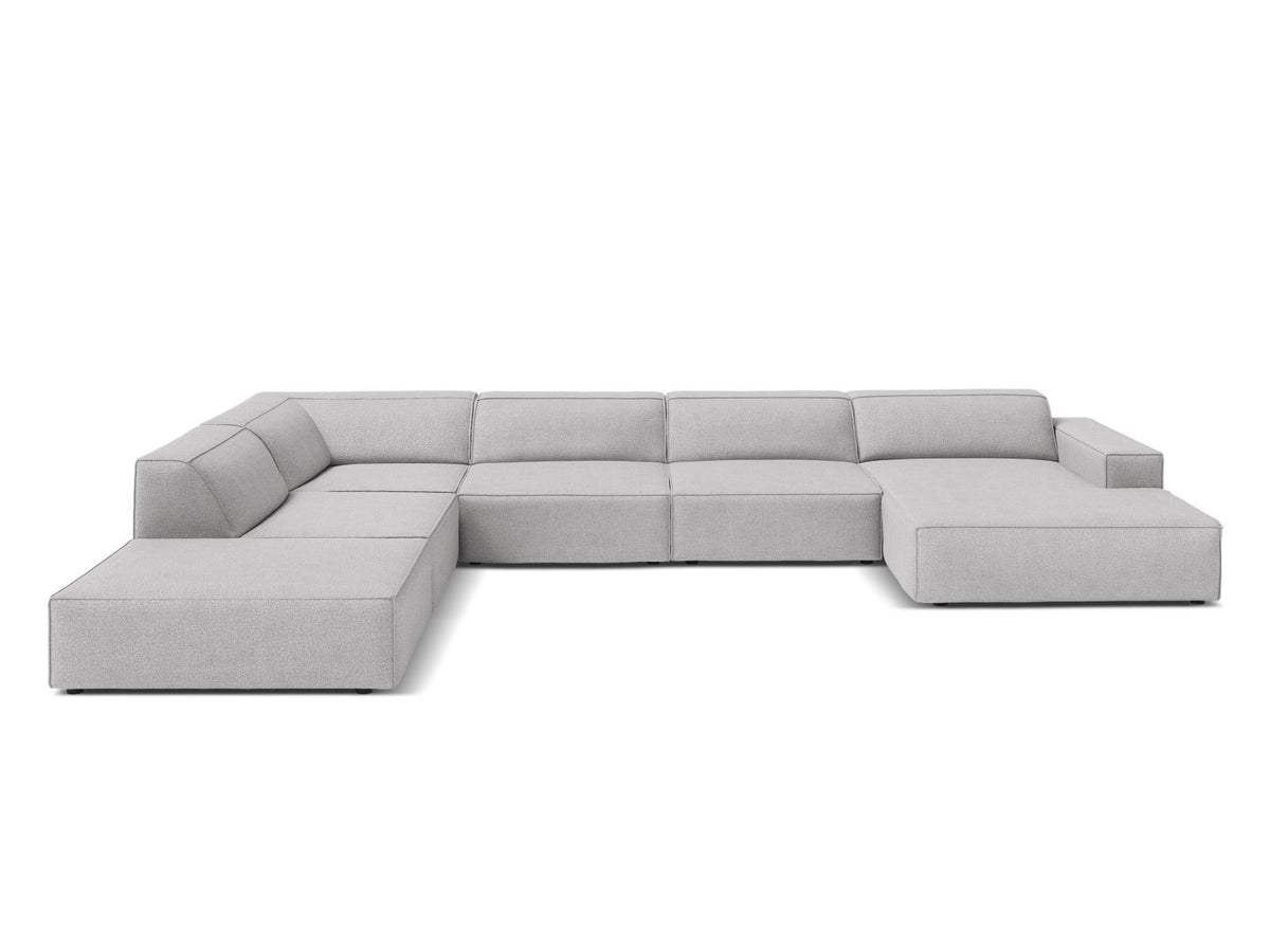 Jodie — Panoramic Sofa Light Grey (Baloo 2085) Black Plastic Left