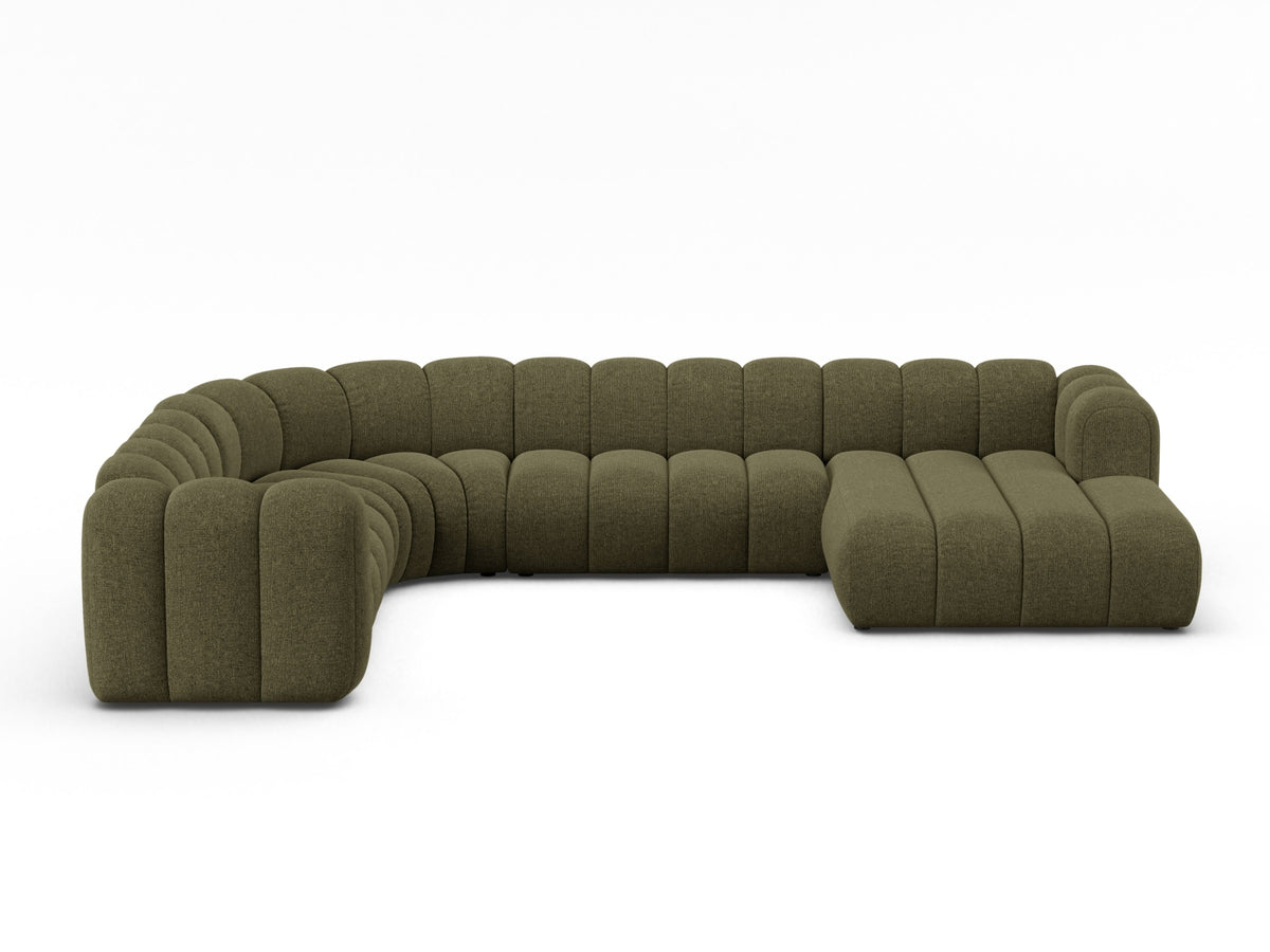 Lupine — Panoramic Sofa Green (Eden 12 Olive) Black Plastic Left