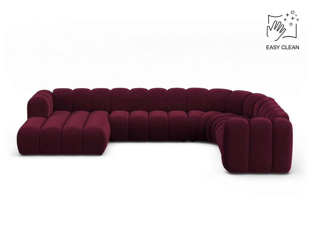 Lupine — Panoramic Sofa Burgundy (Venus 2932) Black Plastic Right