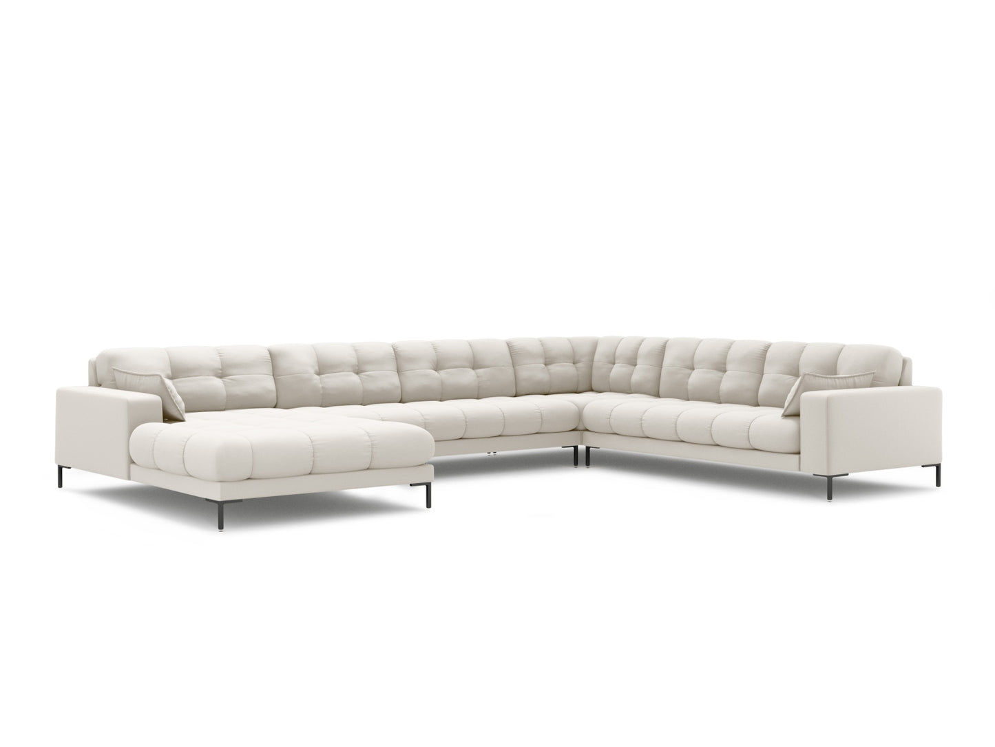Mamaia — Panoramic Sofa Light Beige (Neve 02) Black Metal Right