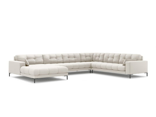 Mamaia — Panoramic Sofa Light Beige (Neve 02) Black Metal Right