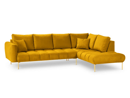 Hastings — Corner Sofa Yellow (Fancy 48) Gold Metal Right