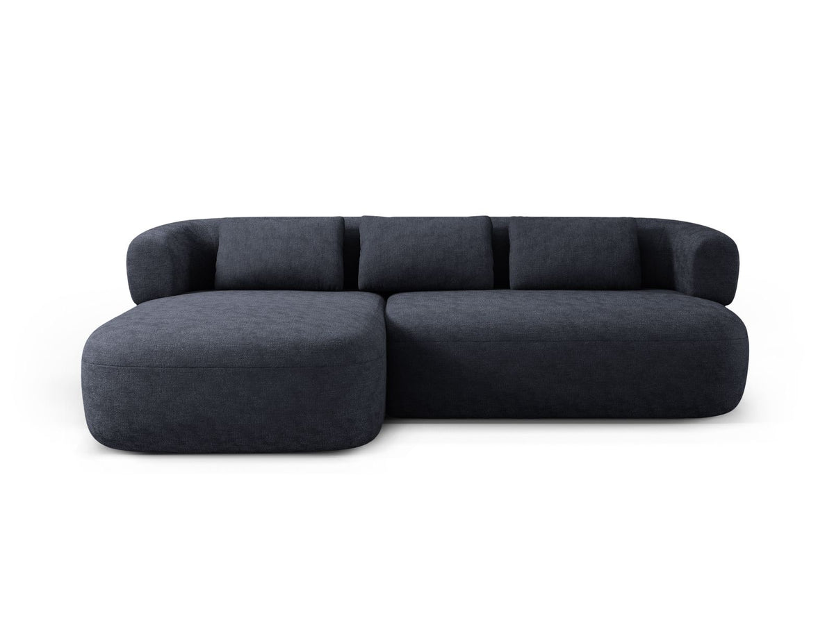 Jenny — Corner Sofa Dark Blue (Perfect Harmony 77) Black Plastic Left