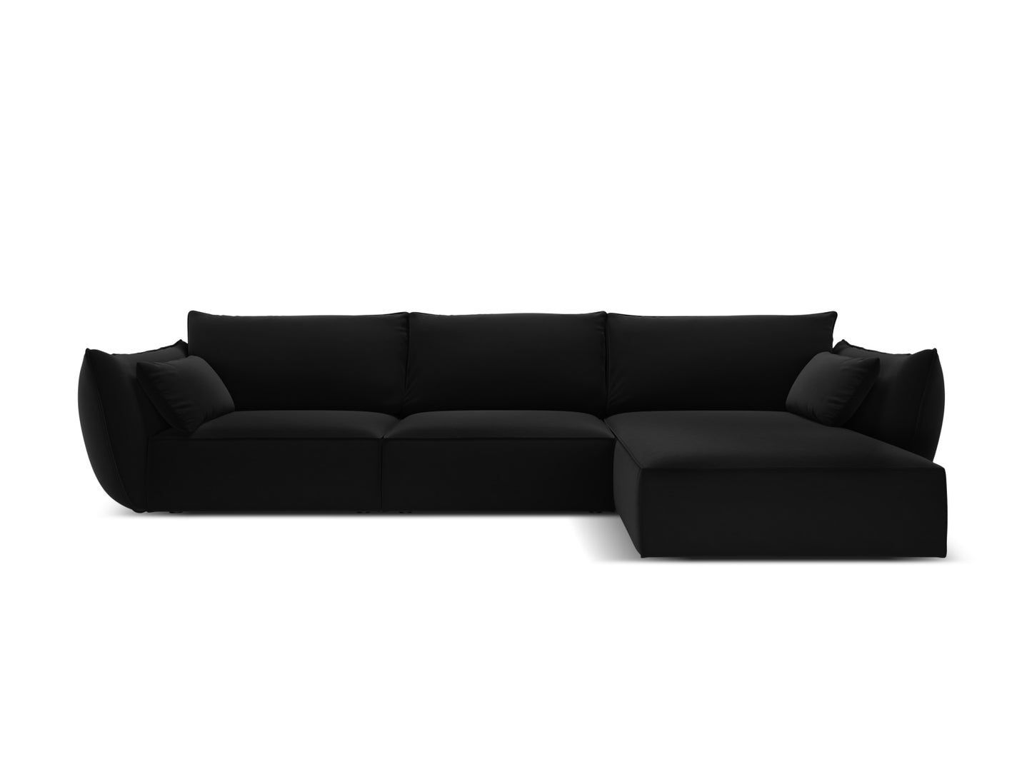 Kaelle — Corner Sofa Black (Bluvel 19) Black Plastic Right