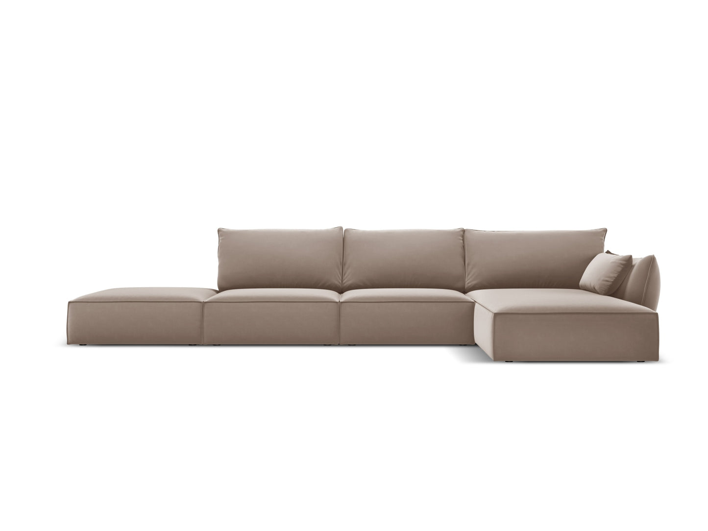 Kaelle — Corner Sofa Cappuccino (Bluvel 40) Black Plastic Right