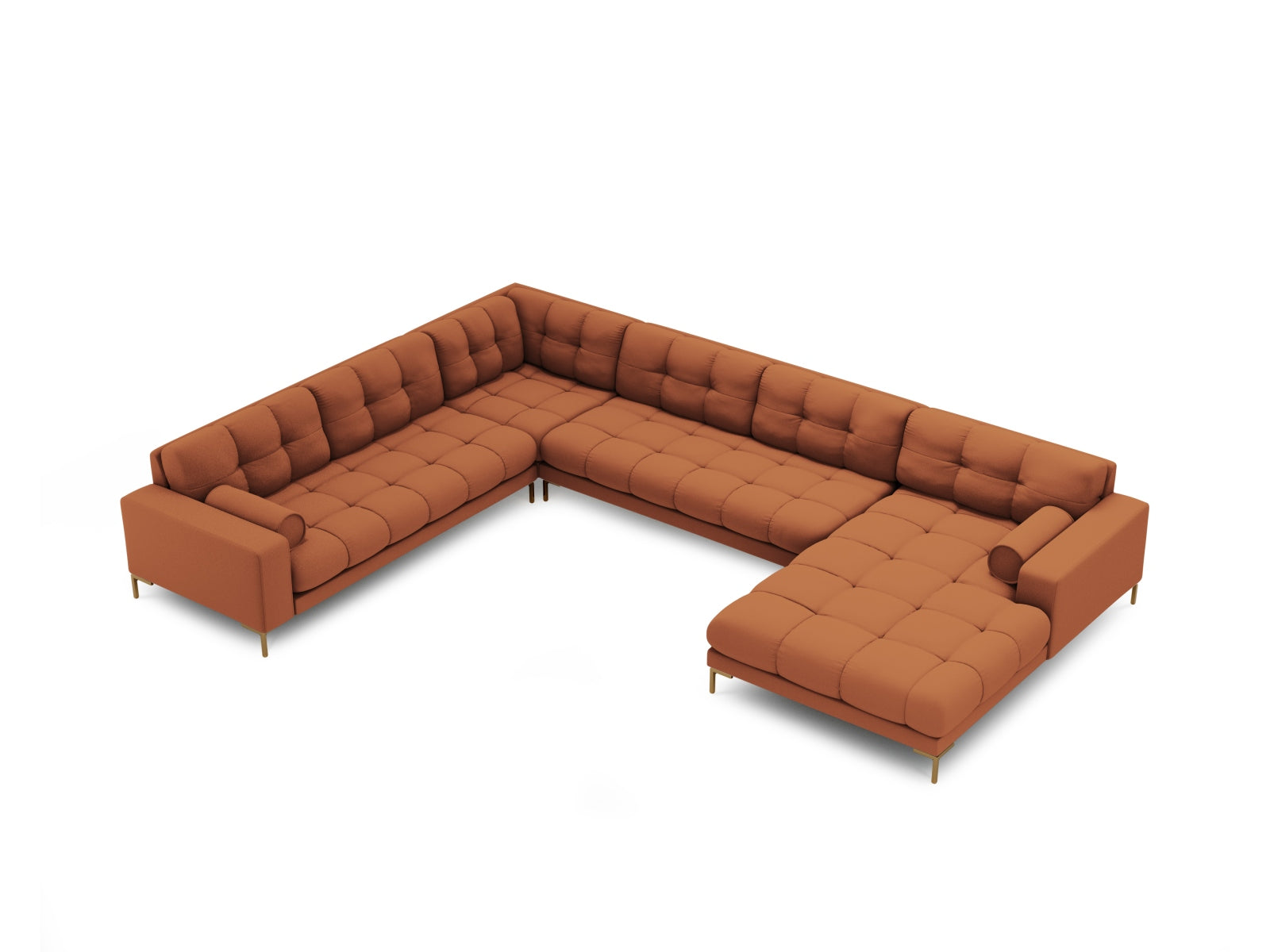 Bali — Panoramic Corner Sofa Brick (Neve 52) Gold Metal Left