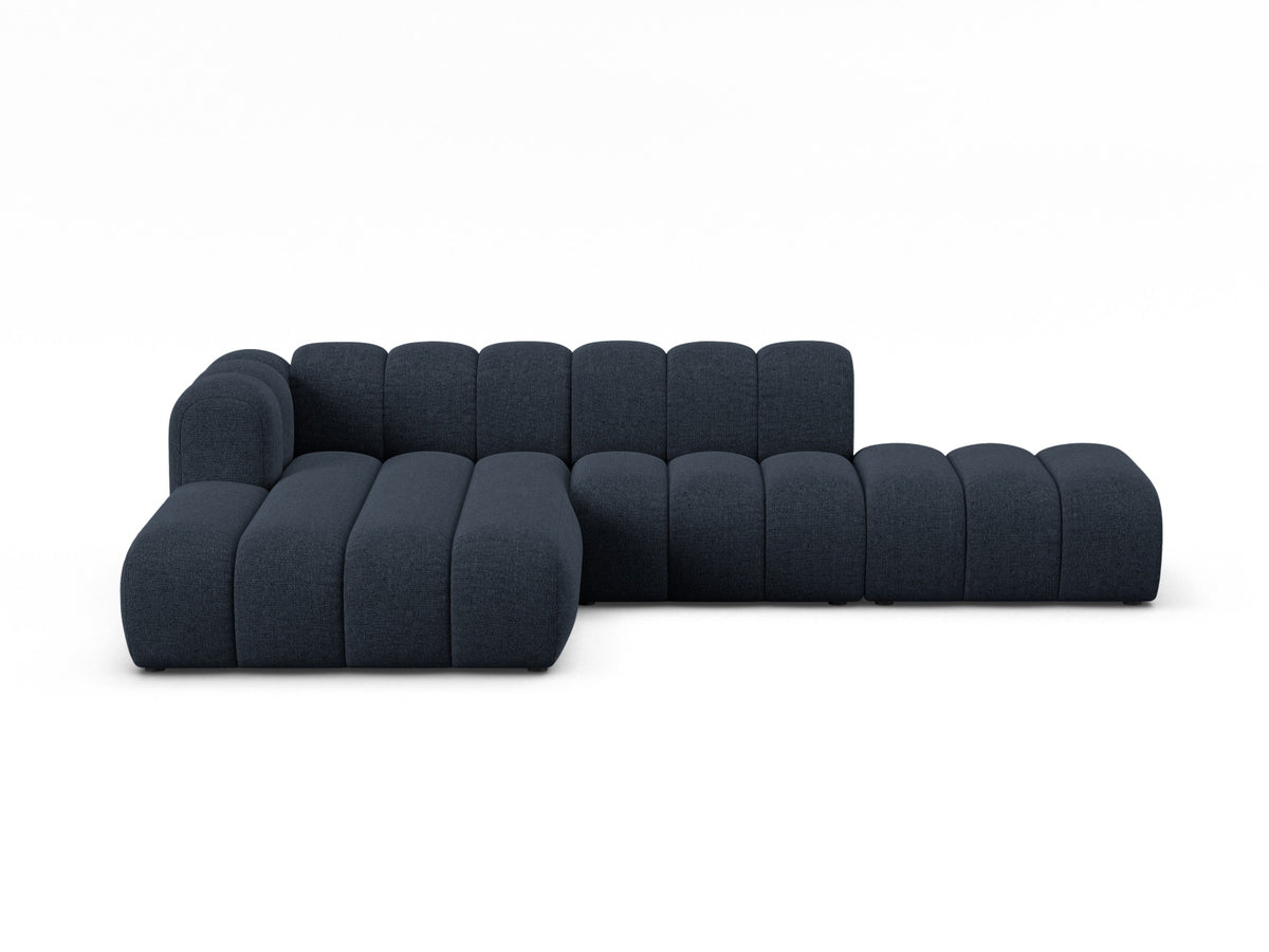 Lupine — Corner Sofa Navy Blue (Eden 16 Deep Blue) Black Plastic Left