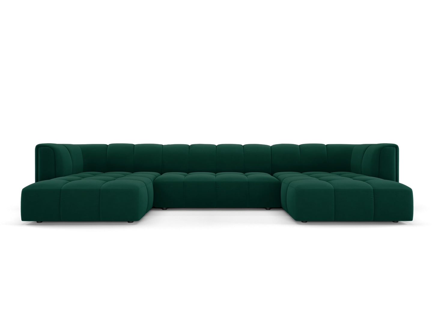 Moritz — Panoramic Sofa Bottle Green (Bluvel 78) Black Plastic