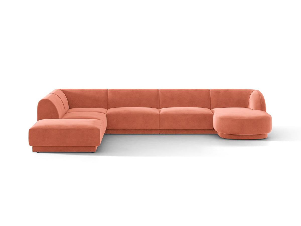Miley — Panoramic Sofa Coral (Venus 2933) Black Plastic Left