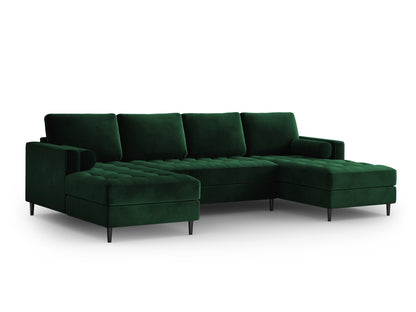 Aspen — Panoramic Sofa Bottle Green (Salvador 7) Black Chrome Metal