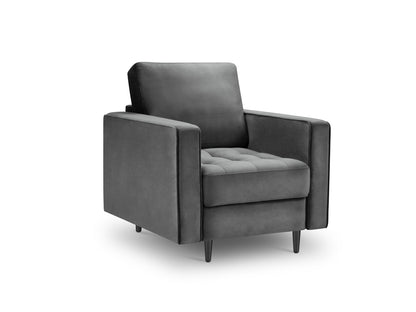 Aspen — Armchair Dark Grey (Salvador 18) Black Chrome Metal