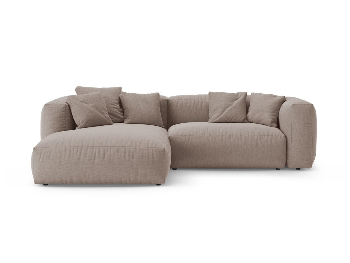 Martina — Corner Sofa Dark Beige (Boston Trufa) Black Plastic Left