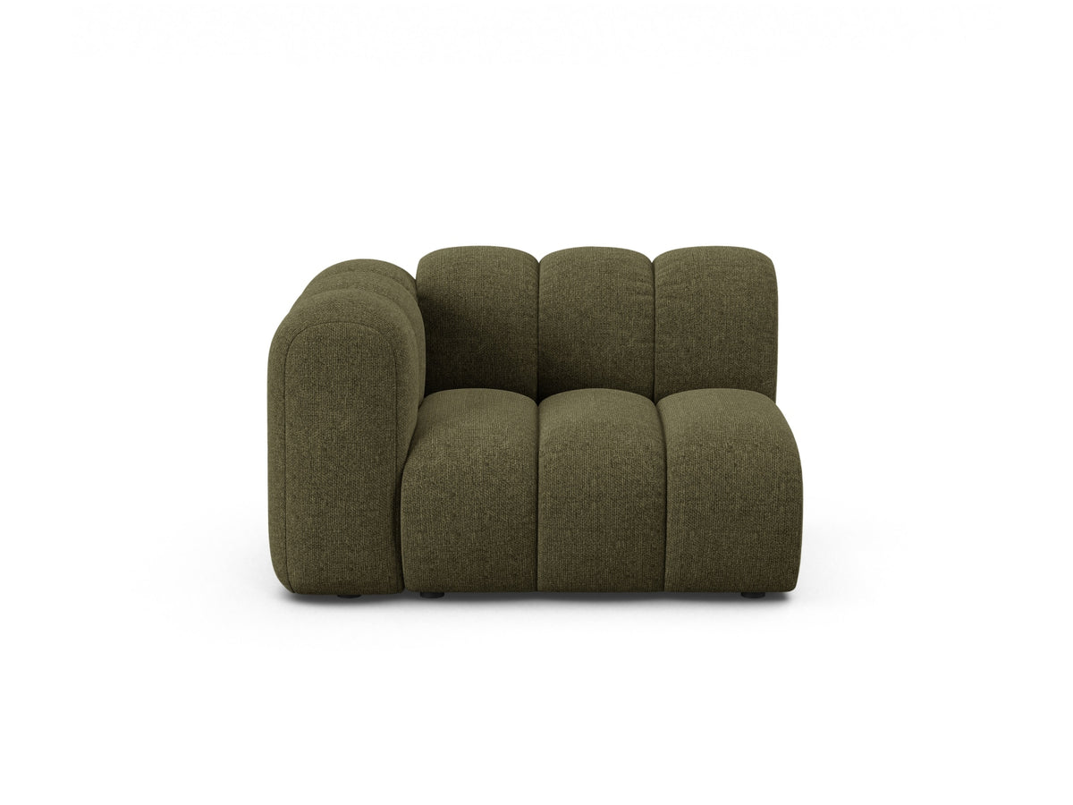 Lupine — Modular Sofa Green (Eden 12 Olive) Black Plastic Left