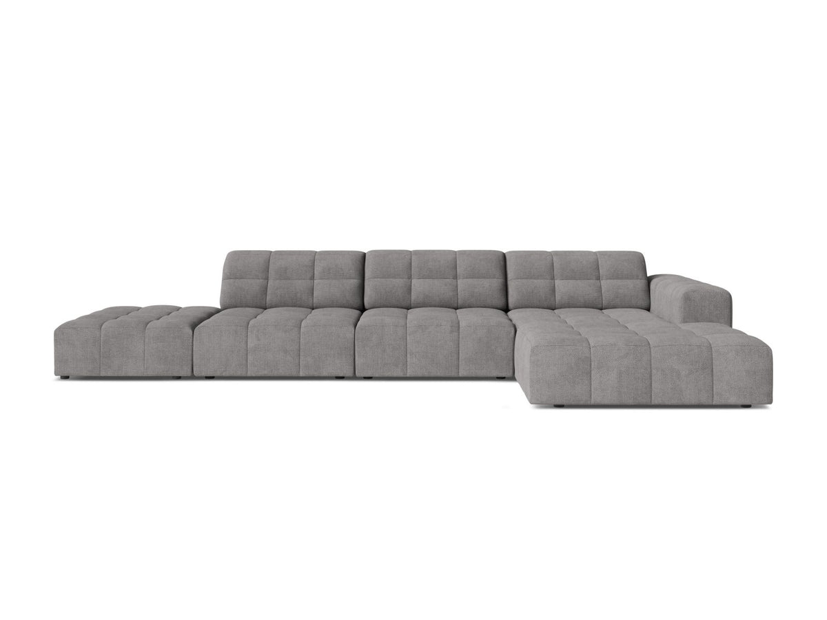 Jennifer — Corner Sofa Light Grey (Eden 18 Grey) Black Plastic Right