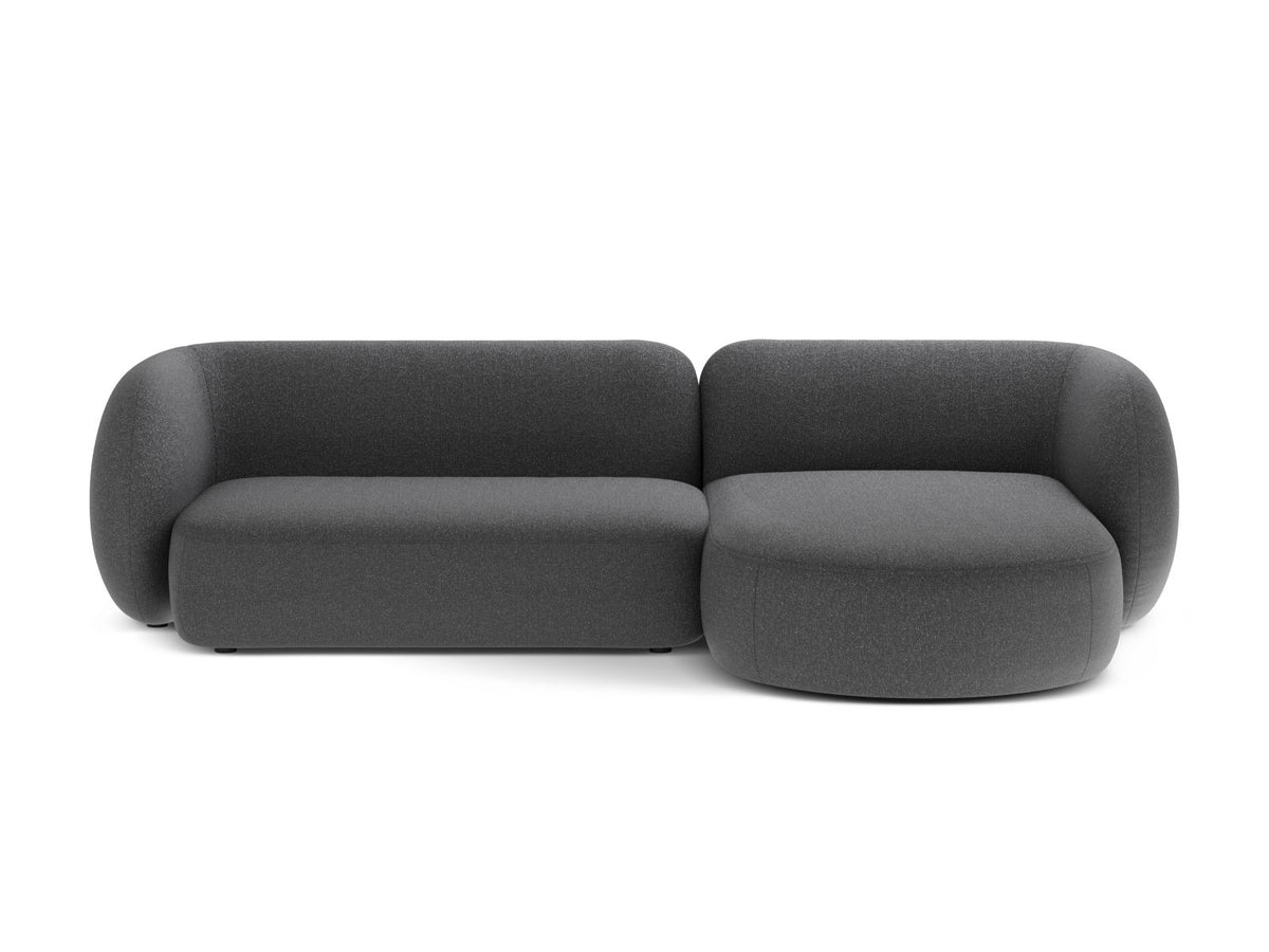 Kate — Corner Sofa Dark Grey Melange (Puente 94) Black Plastic Right