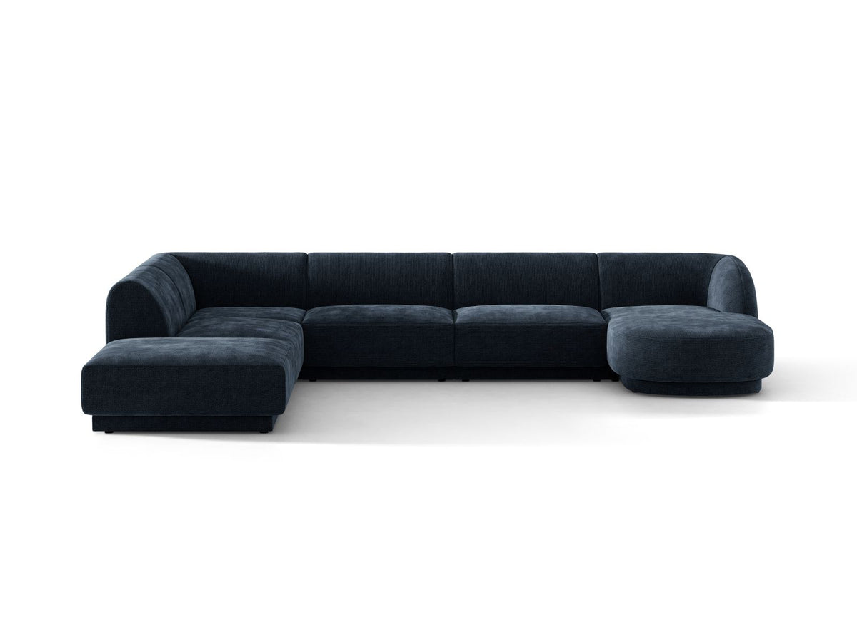 Miley — Panoramic Sofa Royal Blue (Haga 86) Black Plastic Left