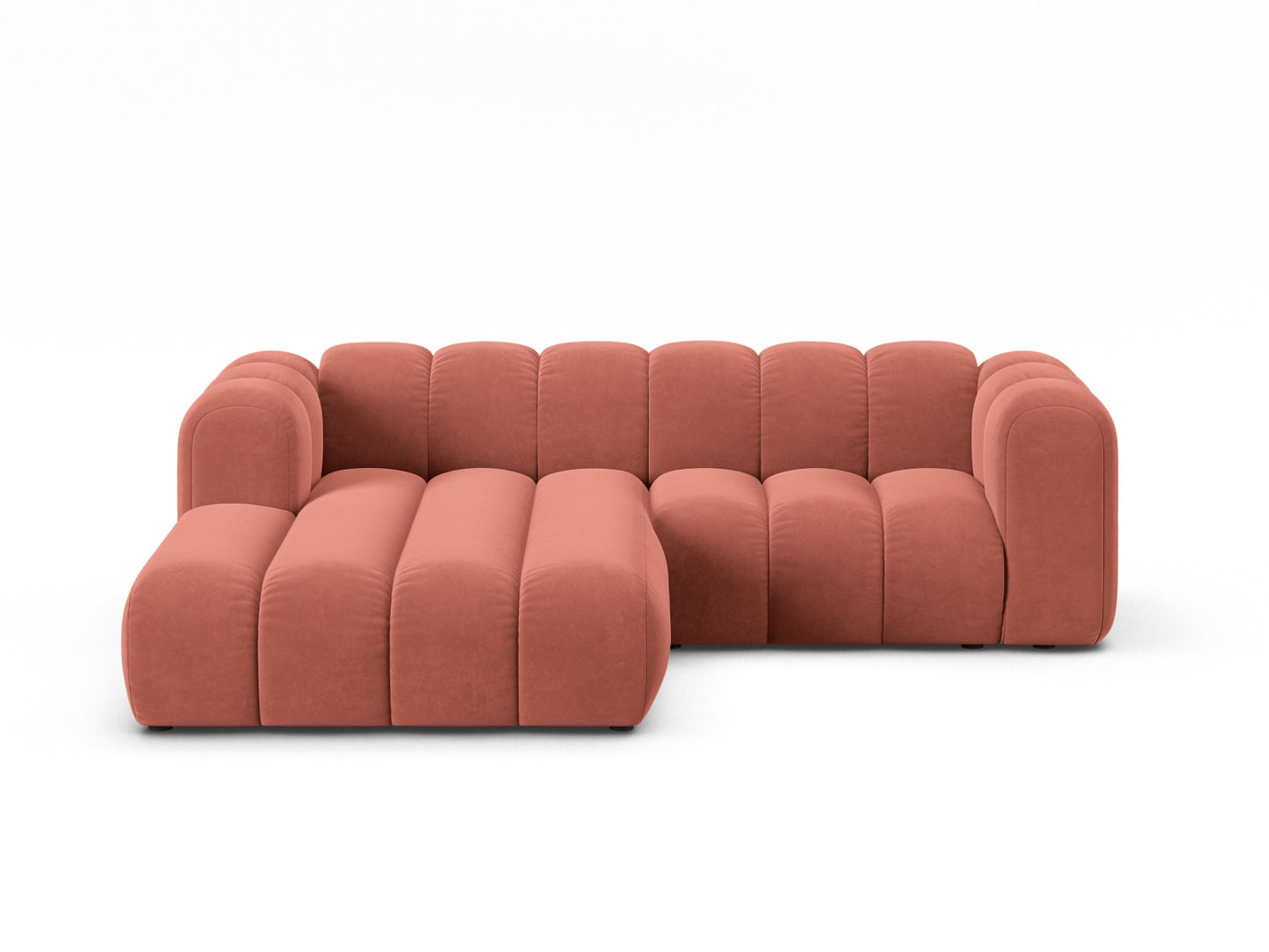 Lupine — Corner Sofa Coral (Salvador 12) Black Plastic Left