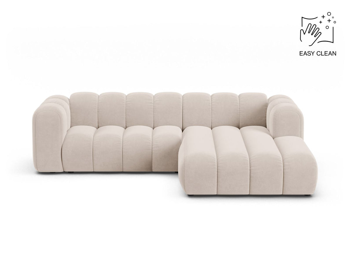 Lupine — Corner Sofa Light Beige (Venus 2927) Black Plastic Right