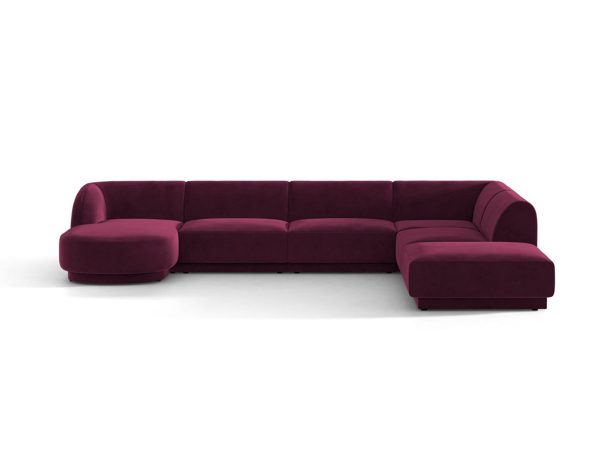 Miley — Panoramic Sofa Burgundy (Venus 2932) Black Plastic Right