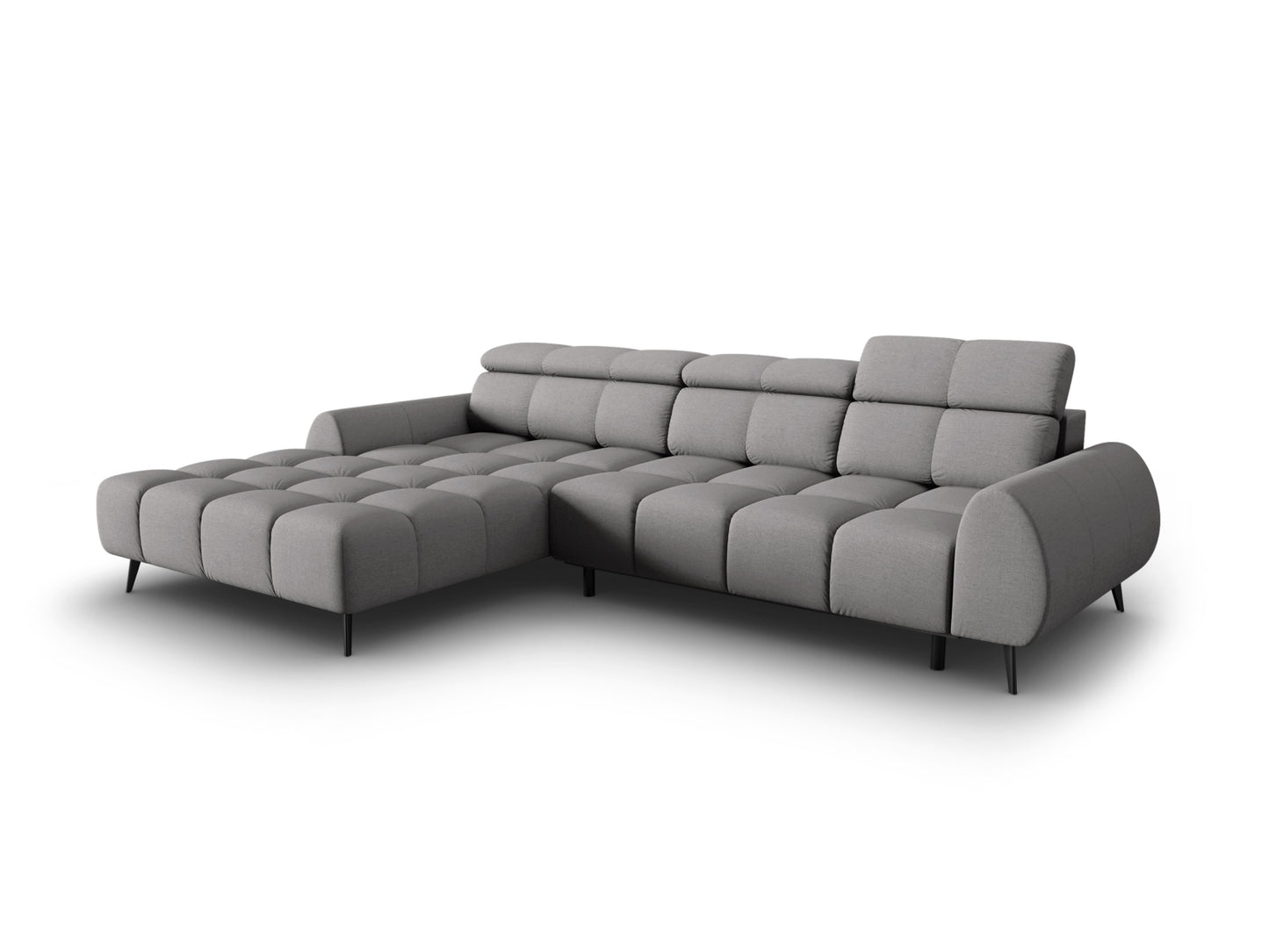 Alyse — Corner Sofa Light Grey (Nea 07) Black Metal Left