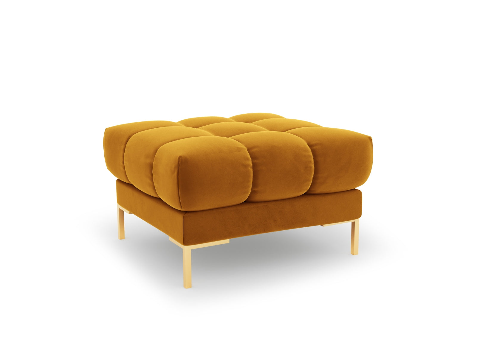 Bali — Pouf Yellow (Bluvel 68) Gold Metal