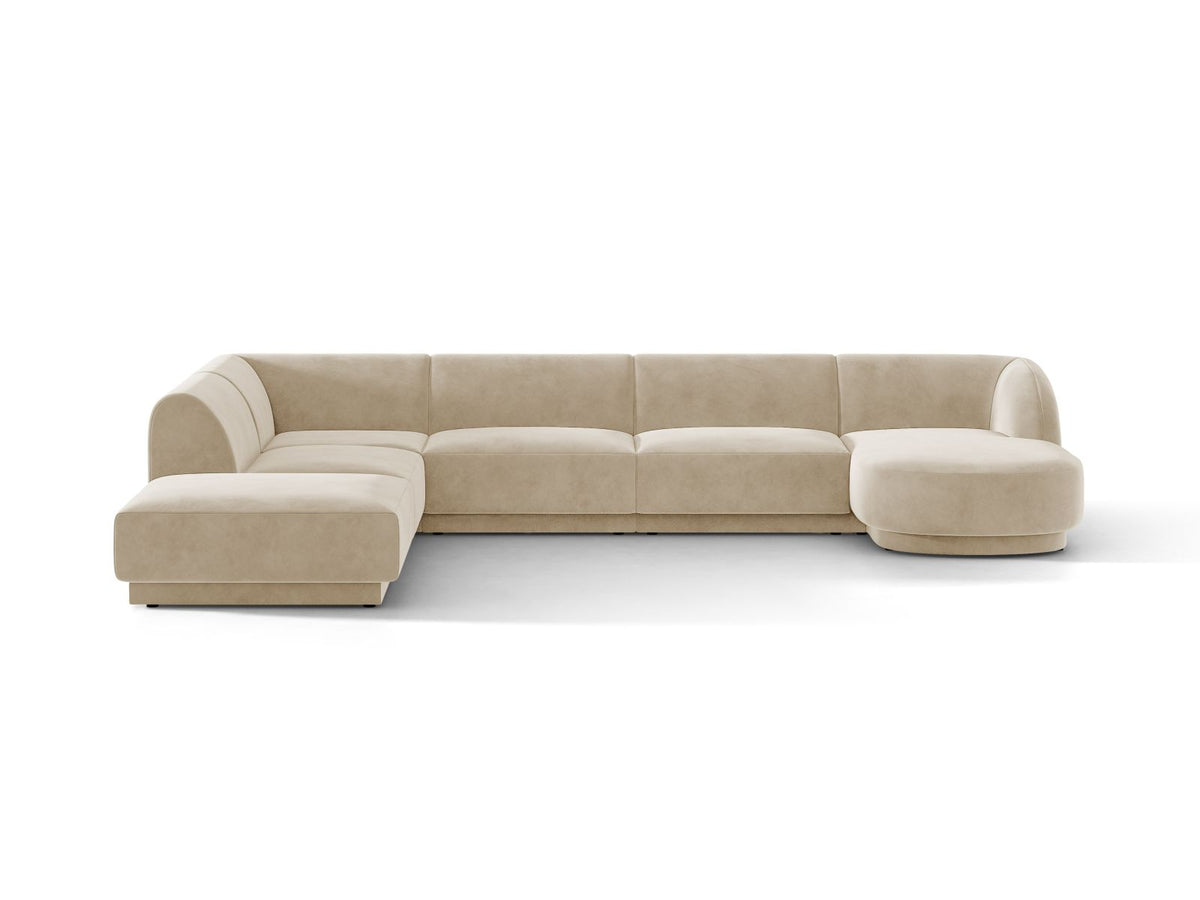 Miley — Panoramic Sofa Beige (Venus 2928) Black Plastic Left