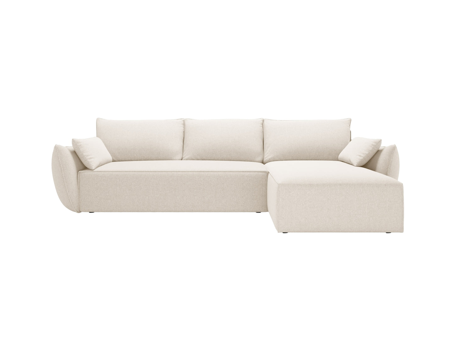 Kaelle — Corner Sofa Light Beige (Haga 23) Black Plastic Right
