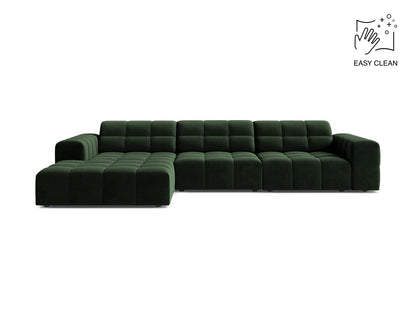 Jennifer — Corner Sofa Bottle Green (Venus 2940) Black Plastic Left