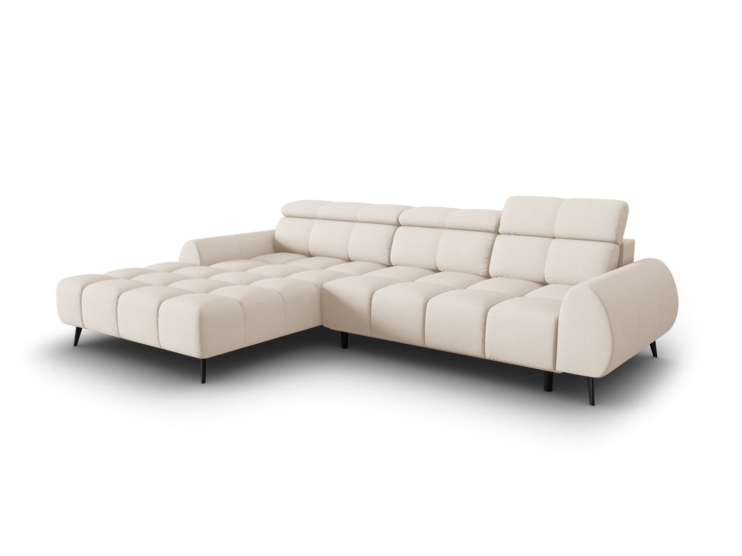 Alyse — Corner Sofa Light Beige (Nea 23) Black Metal Left