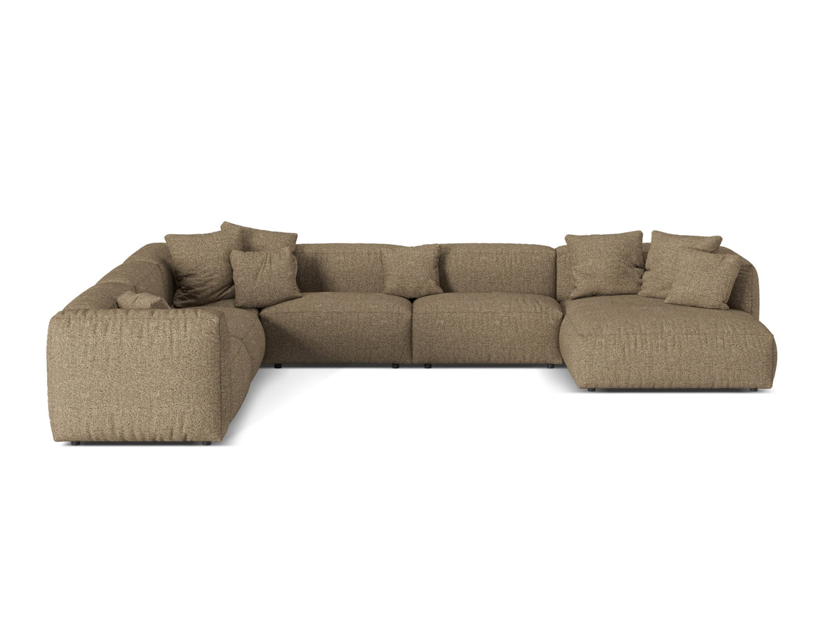 Martina — Corner Sofa Cappuccino (Monet Cappucino) Black Plastic